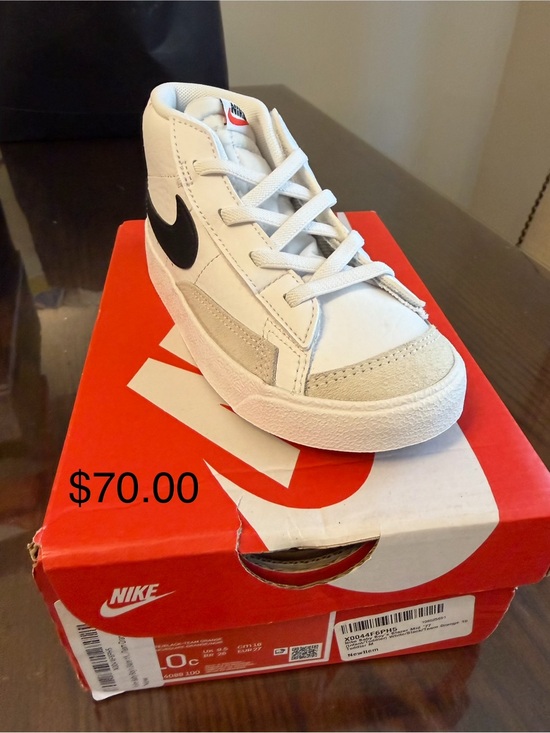 Nike Other - Nike Kids' Mid-Top Sneaker in White with Black Swoosh